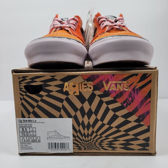 Vans X Aries OG Sk8-Mid LX Tiger Bright Unisex US Size Men's 8.5 Women's 10 NWB - Picture 2 of 10